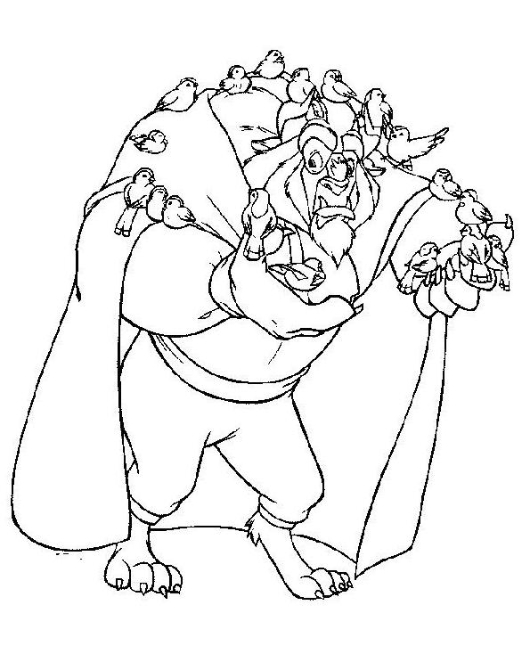 coloriage La bete et les oiseaux